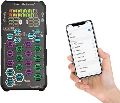 Tangxi Handheld Live Sound Card, K9 Voice Changer USB Audio Mixer with Mic & Earphone, 6 Voice Effects and Sing Modes, Bluetooth Support for Phone Computer in Saudi Arabia
