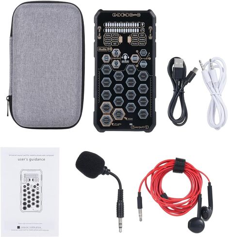 Tangxi Handheld Live Sound Card, K9 Voice Changer USB Audio Mixer with Mic & Earphone, 6 Voice Effects and Sing Modes, Bluetooth Support for Phone Computer in Saudi Arabia