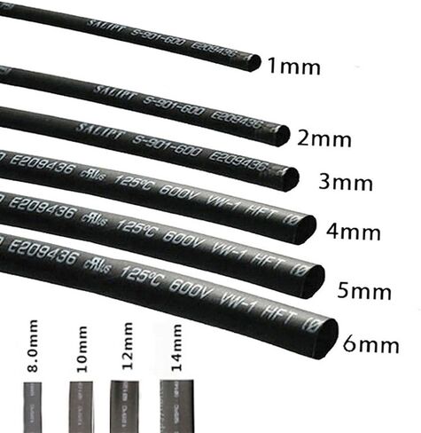 1Meter 2:1 Heat Shrink Tube Black Shrinkable Tubing Wrap, for Wire Kits Sell Connector Cable Sleeve DIY Repair(1.5mm) in Saudi Arabia