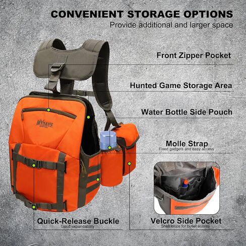 حقيبة ظهر MYDAYS Upland Bird Vest، سترة صيد تكتيكية مع حقيبة ألعاب وجيوب لصيد الطيور في الهواء الطلق (النمط B) in Kuwait