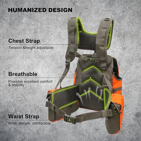 حقيبة ظهر MYDAYS Upland Bird Vest، سترة صيد تكتيكية مع حقيبة ألعاب وجيوب لصيد الطيور في الهواء الطلق (النمط B) in Kuwait