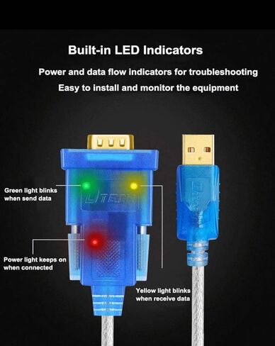 كابل محول USB إلى تسلسلي DTECH بطول 16 قدم DB9 ذكر RS232 إلى سلك USB مع شريحة FTDI يدعم Windows 11 10 8 7 Mac Linux (5 متر) in Kuwait