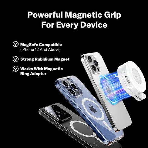 Tomum Magnetic Phone Selfie Light - Ring Lights Mirror Cell Phone Attachment Compatible for iPhone MagSafe Android with Magnetic Ring - Portable LED Fill Light for Selfies Camera Photo Video Recording in Kuwait