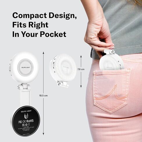 Tomum Magnetic Phone Selfie Light - Ring Lights Mirror Cell Phone Attachment Compatible for iPhone MagSafe Android with Magnetic Ring - Portable LED Fill Light for Selfies Camera Photo Video Recording in Kuwait