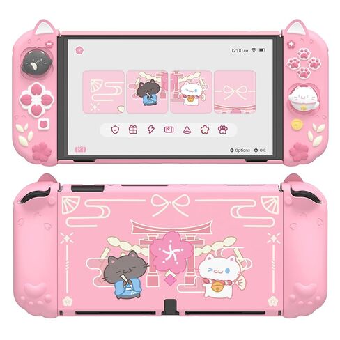 Playvital Cherry Blossoms حالة حماية هريرة ل Nintendo Switch 2 مع حامل | لطيف Cat Ear & Paw السيليكون السيليكون ، قذيفة صلبة قابلة للرسو ، 2 قبعات التحكم | غطاء حماية الجسم الكامل ، وردي in Saudi Arabia