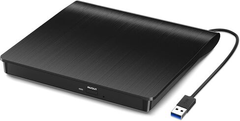 محرك أقراص CD/DVD خارجي للكمبيوتر المحمول، مشغل USB 3.0 CD DVD محمول +/-RW ناسخ أقراص مضغوطة وقارئ أقراص ناسخة للقرص متوافق مع أجهزة الكمبيوتر المحمول المكتبية وأجهزة الكمبيوتر المكتبية Windows Apple Mac Pro MacBook Linux in Saudi Arabia