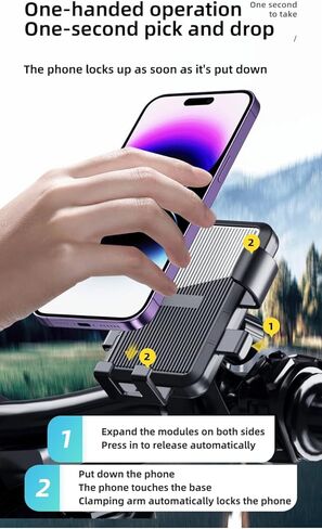 حامل هاتف للدراجة، مشبك للهاتف الخلوي بمقود الدراجة النارية، مشبك هاتف سكوتر لهاتف iPhone 16 15 Pro Max/Plus، 14 Pro Max، S9، S10 والمزيد من الهواتف الذكية 4.7 بوصة إلى 7.2 بوصة، حامل هاتف بمقود قابل للدوران 360 درجة in Saudi Arabia