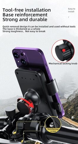 حامل هاتف للدراجة، مشبك للهاتف الخلوي بمقود الدراجة النارية، مشبك هاتف سكوتر لهاتف iPhone 16 15 Pro Max/Plus، 14 Pro Max، S9، S10 والمزيد من الهواتف الذكية 4.7 بوصة إلى 7.2 بوصة، حامل هاتف بمقود قابل للدوران 360 درجة in Saudi Arabia