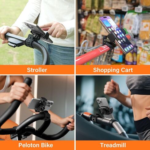 A2C Hand-Free Stroller Phone Holder, Adjustable Strap Fits 0.5-1.5 inches Handlebars, Universal Phone Mount forGym Equipment,Treadmill, Peloton Exercise Bikes, Compatible with 4.7-6.9" Smartphones in Saudi Arabia