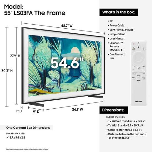 Samsung QN43LS03FKIT 43 inch The Frame LS03F QLED 4K Smart TV Bundle, Quantum HDR, Art Mode, Slim Fit Wall Mount, Alex in Kuwait