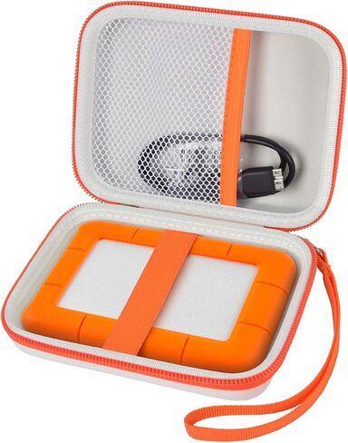 حالة متوافقة مع Lacie Rugged Mini 1TB/ 2TB/ 4TB/ 5TB محرك الأقراص الثابتة الخارجي المحمول ، حامل التخزين لمحركات الأقراص الصلبة لجهاز MAC و PC Computer و USB 3.0 2.0 كابل SD (Orange) in Saudi Arabia