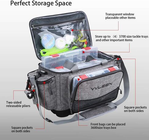 YVLEEN Fishing Tackle Box Bag - Outdoor Large Fishing Tackle Storage Bag - 100% Water-Resistant Polyester Material - Fishing Tackle Bags - Suitable for 3600 3700 Tackle Box in Saudi Arabia