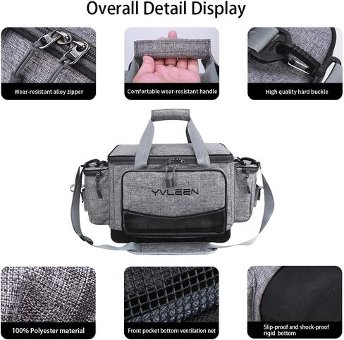 YVLEEN Fishing Tackle Box Bag - Outdoor Large Fishing Tackle Storage Bag - 100% Water-Resistant Polyester Material - Fishing Tackle Bags - Suitable for 3600 3700 Tackle Box in Saudi Arabia