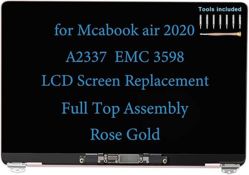 قطعة بديلة للشاشة لجهاز MacBook Air M1 2020 A2337 EMC 3598 LCD مجموعة كاملة لشاشة العرض العلوية (ذهبي وردي) in Saudi Arabia