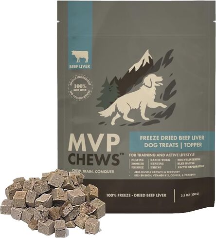 MVPChews | Single Ingredient Beef Liver Dog Treats 3.5oz | Freeze Dried Raw | Premium Quality High Protein Training Treats | No Additives | No Fillers | No Grain | Gluten Free in Saudi Arabia
