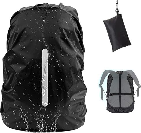 Waterproof Backpack Rain Cover with Organizer Bag, 2 Adjustable Buckle Strap, Reflective Rucksack Rain Cover Rainproof Snowproof for Anti-Theft Hiking Camping Traveling, M (for 26-40L Backpack) in Saudi Arabia