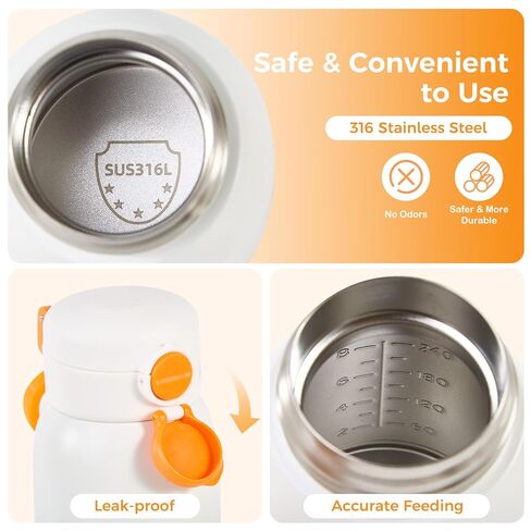 جهاز تسخين الزجاجات المحمول للسفر، تسخين سريع لمدة دقيقتين، تحكم دقيق في درجة الحرارة بأربعة مستويات، سعة كبيرة 12 أونصة، سخان حليب الأطفال أثناء التنقل لحليب الأم وتركيبة عمر بطارية طويل للتغذية الليلية in Kuwait