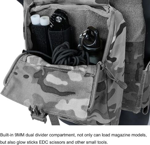 IDOGEAR Double 9mm Pistol Magazines Holder Elastic .45 Mag Holder with Hook Panel Attachment for MK5/D3CRM Chest Rig in Saudi Arabia