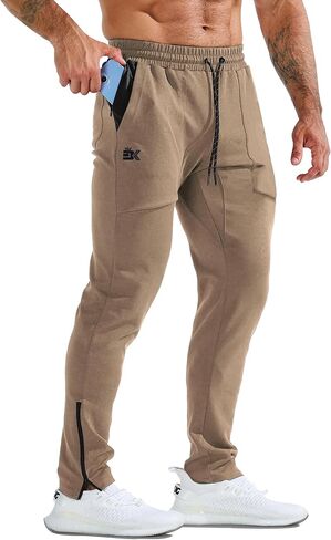 BROKIG Mens ZeroArmor Workout Running Jogger Sweatpants,Stretch Double Ankle Zipper Gym Pants Fitted Sweat Pants Pocket in Saudi Arabia