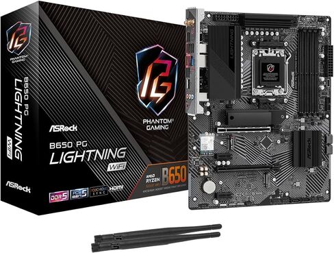 اللوحة الأم ASRock B650 PG Lightning WiFi مقبس AM5 ATX، تدعم سلسلة AMD Ryzen 9000/8000/7000، DDR5 7200+ (OC)، PCIe Gen5 M.2، WiFi 6E، 2.5G LAN in Saudi Arabia