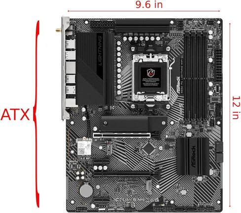 اللوحة الأم ASRock B650 PG Lightning WiFi مقبس AM5 ATX، تدعم سلسلة AMD Ryzen 9000/8000/7000، DDR5 7200+ (OC)، PCIe Gen5 M.2، WiFi 6E، 2.5G LAN in Saudi Arabia