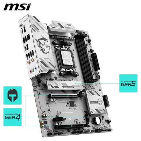 اللوحة الأم MSI B850 Gaming Plus WIFI6E، ATX - تدعم معالجات AMD Ryzen 9000/8000 / 7000، AM5 - DDR5 Memory Boost 8200+ MT/s (OC)، PCIe 4.0 x16، M.2 Gen5، Wi-Fi 6E، 2.5G LAN in Saudi Arabia