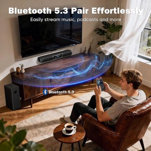 شريط صوت للتلفزيون الذكي، مكبر صوت 3.1 قناة مع مضخم صوت سلكي، صوت جهير عميق 100 وات، TV-ARC/بصري/AUX/بلوتوث 5.3، نظام صوت محيطي للتلفزيون وأجهزة الكمبيوتر/الألعاب/أجهزة العرض in Kuwait