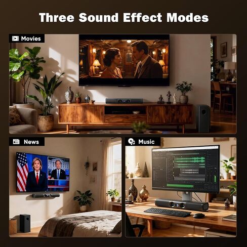 شريط صوت للتلفزيون الذكي، مكبر صوت 3.1 قناة مع مضخم صوت سلكي، صوت جهير عميق 100 وات، TV-ARC/بصري/AUX/بلوتوث 5.3، نظام صوت محيطي للتلفزيون وأجهزة الكمبيوتر/الألعاب/أجهزة العرض in Kuwait