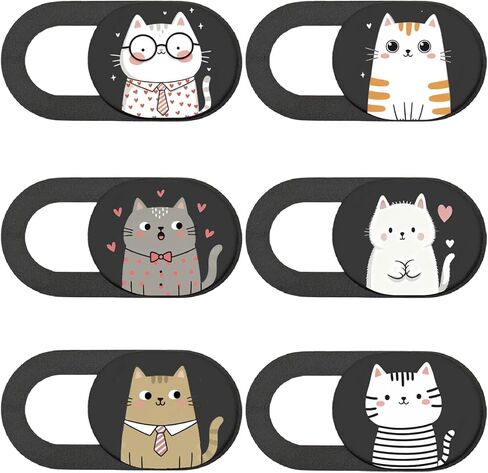 6Pcs 6 Styles Cat Camera Cover Slide Cute Animal Design Privacy Guard Webcam Protector Camera Blocker for Laptop Desktop Computer Tablet Phone Notebook Mini PC Accessories Home Office Use in Kuwait