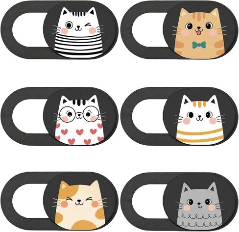 6Pcs 6 Styles Cat Camera Cover Slide Cute Animal Design Privacy Guard Webcam Protector Camera Blocker for Laptop Desktop Computer Tablet Phone Notebook Mini PC Accessories Home Office Use in Kuwait