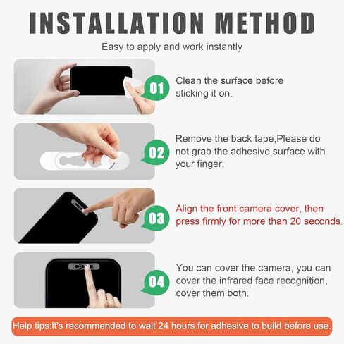 غطاء كاميرا أمامية متوافق مع هواتف iPhone 17/17 Air/17Pro/17Pro Max/16/16Plus/16Pro/16Pro Max/15/15Plus/15Pro/15Pro Max/14Pro/14 Pro Max، التعرف على الوجه المفتوح/المغلق، حماية الخصوصية والأمان - فضي in Saudi Arabia