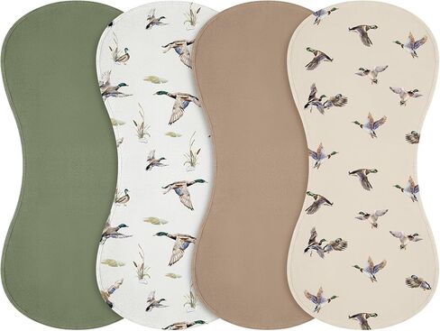 Boao 4 Pcs Mallard Duck Baby Burp Cloths Duck Hunting Soft Plush Newborn Spit up Rags Mallard Burp Cotton Cloths Rag for Boy Girl Newborn Infant Gifts Nursery Decor 20.87 x 9.84 Inches in Saudi Arabia