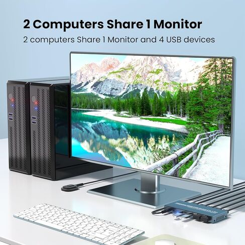 2 منفذ HDMI KVM Switch، 1 شاشة 2 جهاز كمبيوتر، التحكم في 2 جهاز كمبيوتر مع مجموعة واحدة من ماوس لوحة المفاتيح وشاشة واحدة، دعم 4K60 هرتز وUSB 3.0 in Kuwait