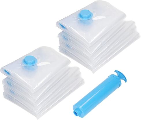 Vacuum Compression Bag Kit 8Pcs Reusable Storage Bags with Manual Air Pump for Clothes Quilts Plush Toys PA PE Material 40x60cm 50x70cm in Saudi Arabia