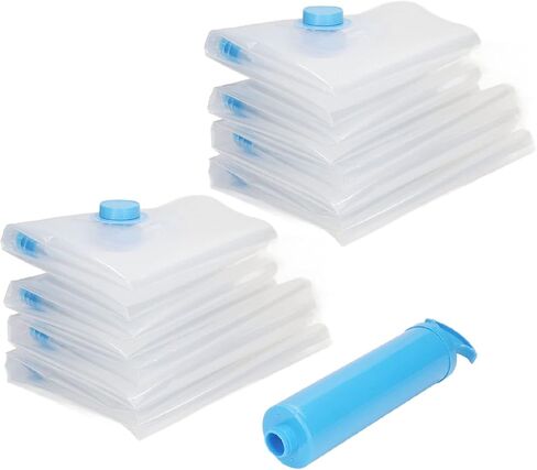 Vacuum Compression Bag Kit 8Pcs Reusable Storage Bags with Manual Air Pump for Clothes Quilts Plush Toys PA PE Material 40x60cm 50x70cm in Saudi Arabia