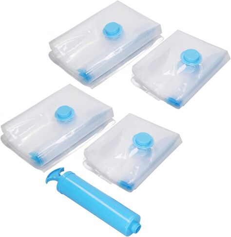 Vacuum Compression Bag Kit 8Pcs Reusable Storage Bags with Manual Air Pump for Clothes Quilts Plush Toys PA PE Material 40x60cm 50x70cm in Saudi Arabia