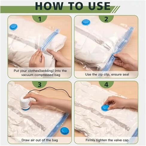 10-Pack Electric Pump Vacuum Bags - Double-Zipper Seal Storage Bags, suitable for quilts, clothes, mattresses, blankets. in Saudi Arabia