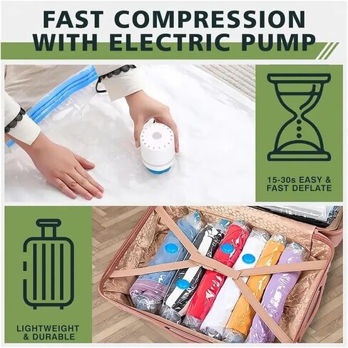 10-Pack Electric Pump Vacuum Bags - Double-Zipper Seal Storage Bags, suitable for quilts, clothes, mattresses, blankets. in Saudi Arabia