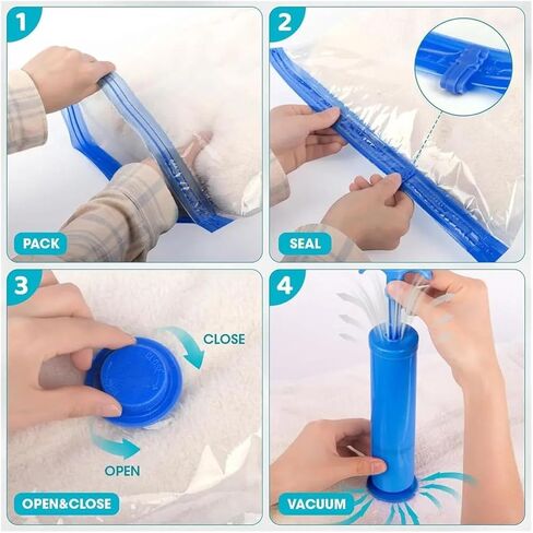 Vacuum Storage Bags Set: 30-Piece with Pump, 6 Sizes for Clothes, Bedding & More in Saudi Arabia