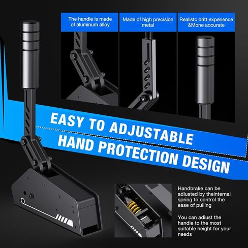 PXN HB S USB Handbrake for Sim Racing, PC Racing Handbrake | Alloy Build, 16-Bit Linear Sensor, Adjustable Force & Stroke, Spring & Damping, Desk Clamp – for Windows PC in Saudi Arabia