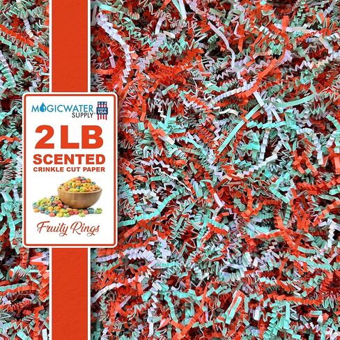 MagicWater Scented Crinkle Cut Paper - 2 LB - Fruity Rings - Perfect for Shredded Paper Filler, Basket Filler, Gift Boxes, Bridesmaid Gifts, Christmas Stuffers & More – For All Occasions in Kuwait