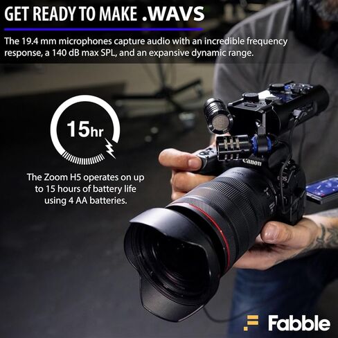 Zoom H5studio Handy Recorder Bundle with Official Accessory Pack, 32-Bit Float Recording, Detachable XY Microphone, 64GB microSDHC Card, Batteries, and Cleaning Cloth in Saudi Arabia