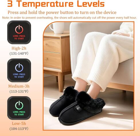 SEASAND Heated Slippers for Men and Women, Rechargeable Electric Foot Warmer, 3-Gear Electric Thick Warm Winter Heated Shoes for Feet Warmers in Saudi Arabia