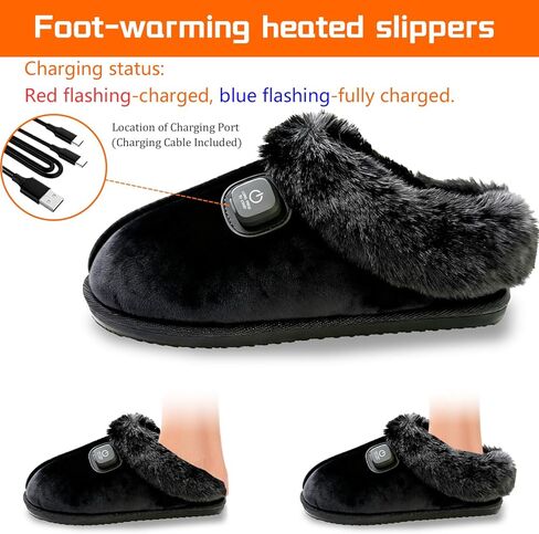 SEASAND Heated Slippers for Men and Women, Rechargeable Electric Foot Warmer, 3-Gear Electric Thick Warm Winter Heated Shoes for Feet Warmers in Saudi Arabia