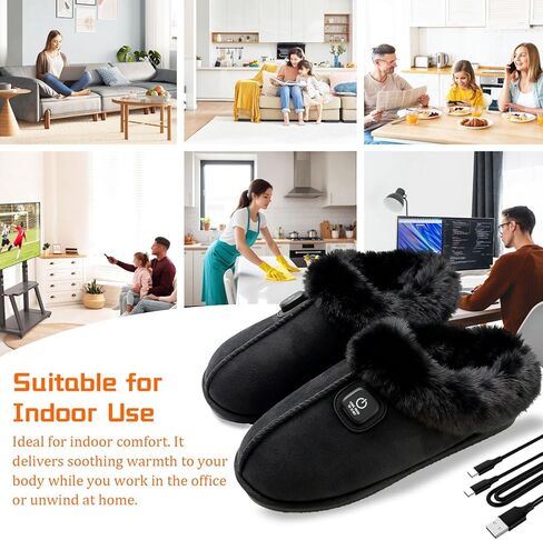 SEASAND Heated Slippers for Men and Women, Rechargeable Electric Foot Warmer, 3-Gear Electric Thick Warm Winter Heated Shoes for Feet Warmers in Saudi Arabia