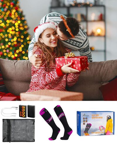2026 Upgrade Heated Socks, 8500mAh*2 APP Control Electric Heated Socks for Men Women, Rechargeable Battery Powered Socks, Foot Warmer for Winter Hunting Ski Hiking Camping Outdoor Christmas Women Gift in Saudi Arabia