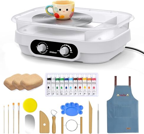 هدية عيد ميلاد للفتيات والأولاد، عجلة فخار للأطفال من سن 8 إلى 12 عامًا، مجموعة كاملة للفنون والحرف مع 3 عبوات من الطين الجاف بالهواء، والدهانات - ألعاب صانع السيراميك DIY لعمر 6 7 8 9 10 11 12 عامًا من المرح الإبداعي in Kuwait