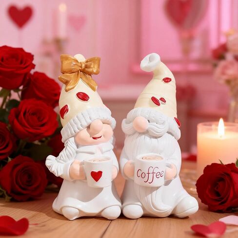 Cute Coffee Gnomes Figure Decorations Coffee Gifts Swedish Christmas Statue Decorations Home Kitchen Decor (White) in Saudi Arabia