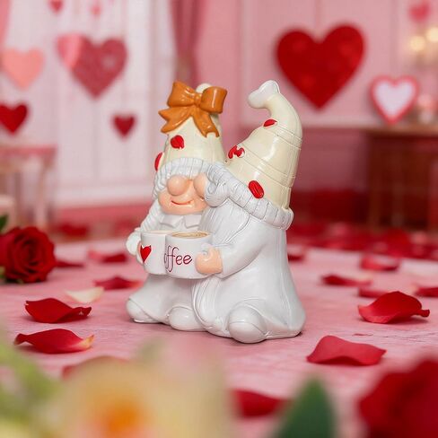 Cute Coffee Gnomes Figure Decorations Coffee Gifts Swedish Christmas Statue Decorations Home Kitchen Decor (White) in Saudi Arabia