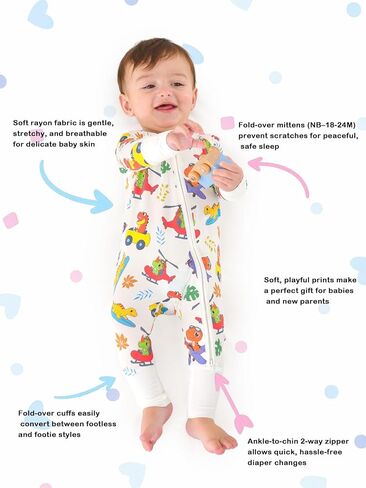 بيجامة GUISBY للأولاد الرضع Sleep N Play، ملابس أطفال، كم طويل، بدون قدم، Newborn-2T in Saudi Arabia